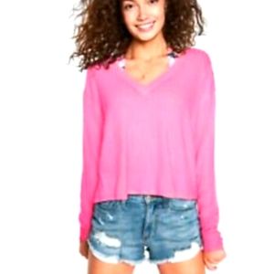 PINK Victorias Secret Cozy Ribbed Crop V Neck